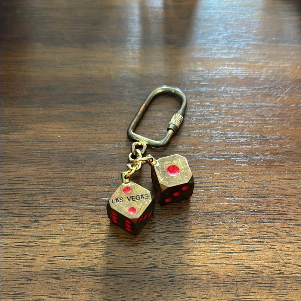 “Las Vegas” Gold and Red Dice Keychain